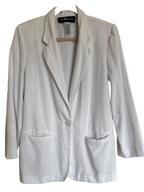 Sag Harbor Women's Single Button Blazer Jacket White Long Sleeve White Size 10 L